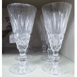 A set of eight Waterford crystal conical pedestal wine glasses  6.25"h