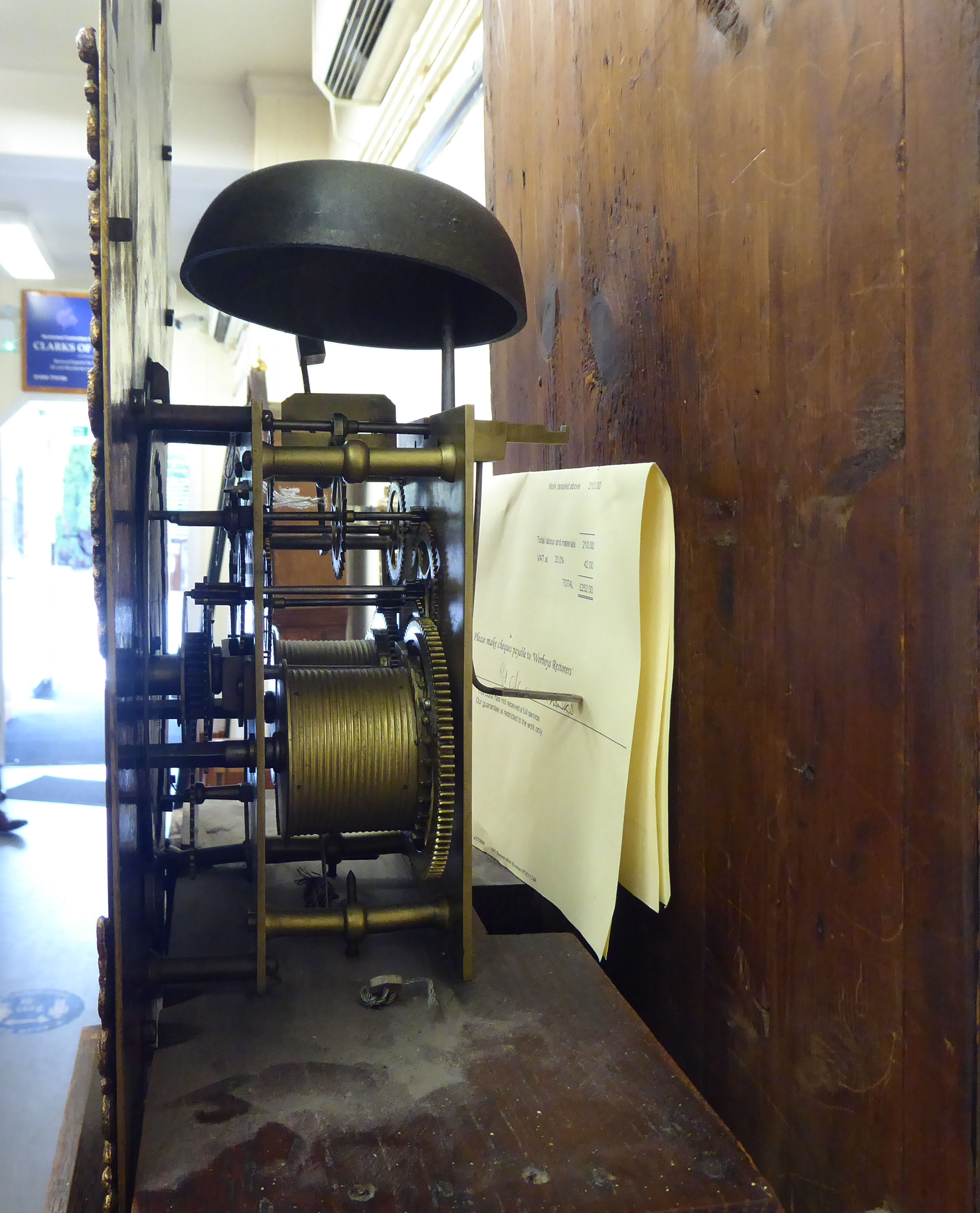 A mid/late 18thC oak longcase clock; the single fusee movement inscribed WM Flint of Charing   83" - Image 6 of 11