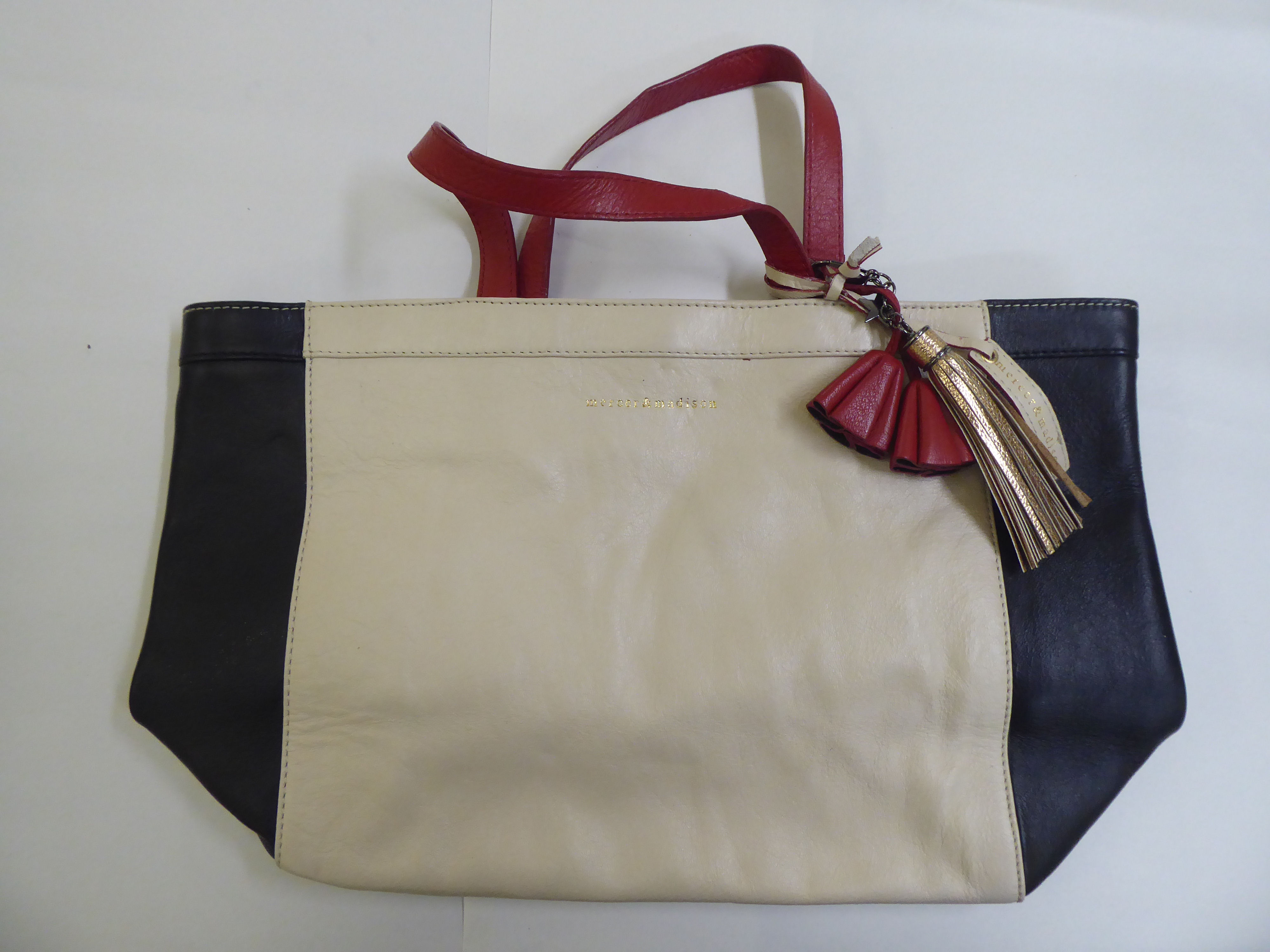 Three ladies handbags: to include a black and cream stitched leather Mercer & Madison example - Image 2 of 7