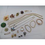 Non precious yellow metal jewellery: to include earrings and necklaces