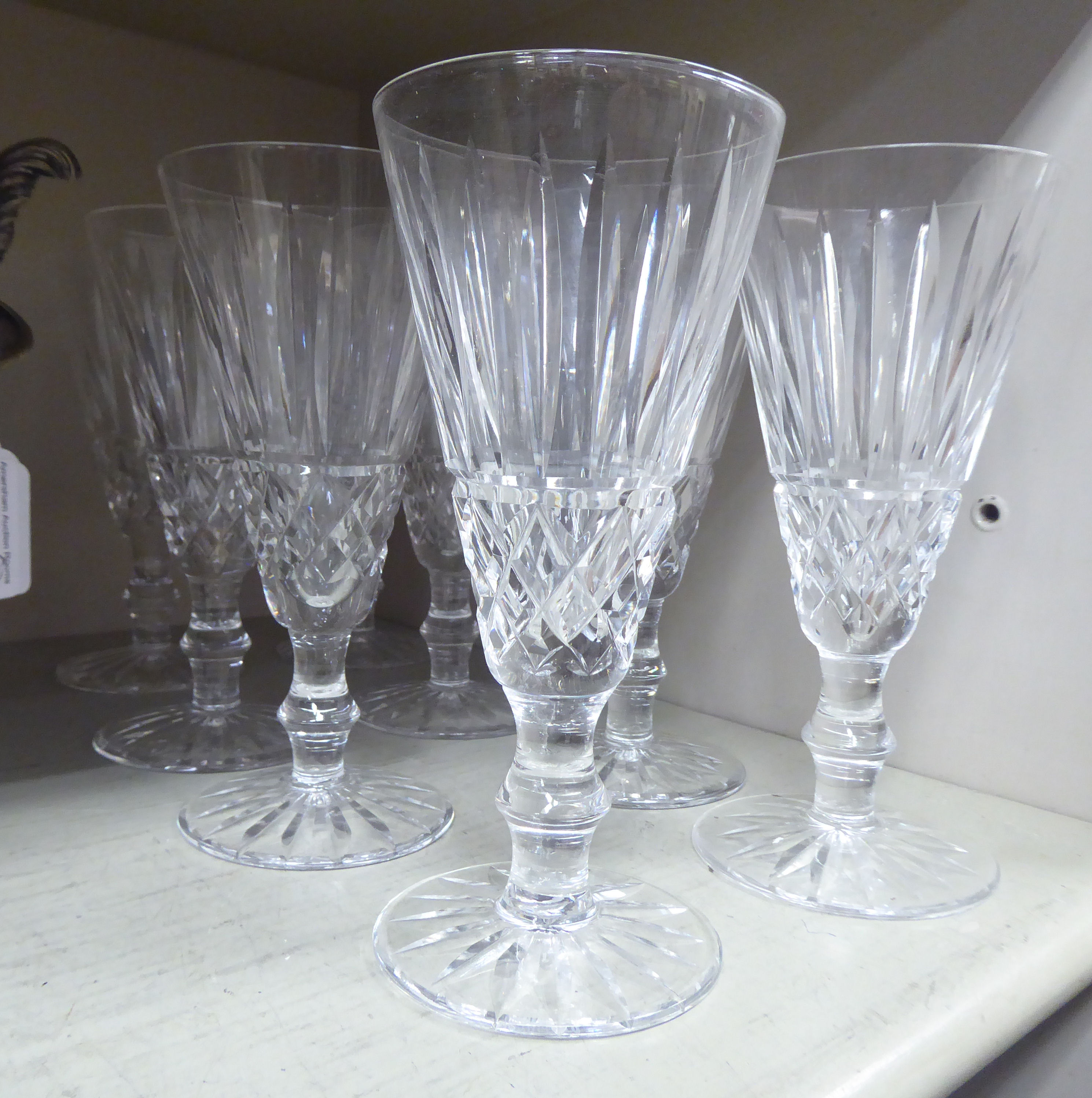 A set of eight Waterford crystal conical pedestal wine glasses  6.25"h - Image 2 of 2