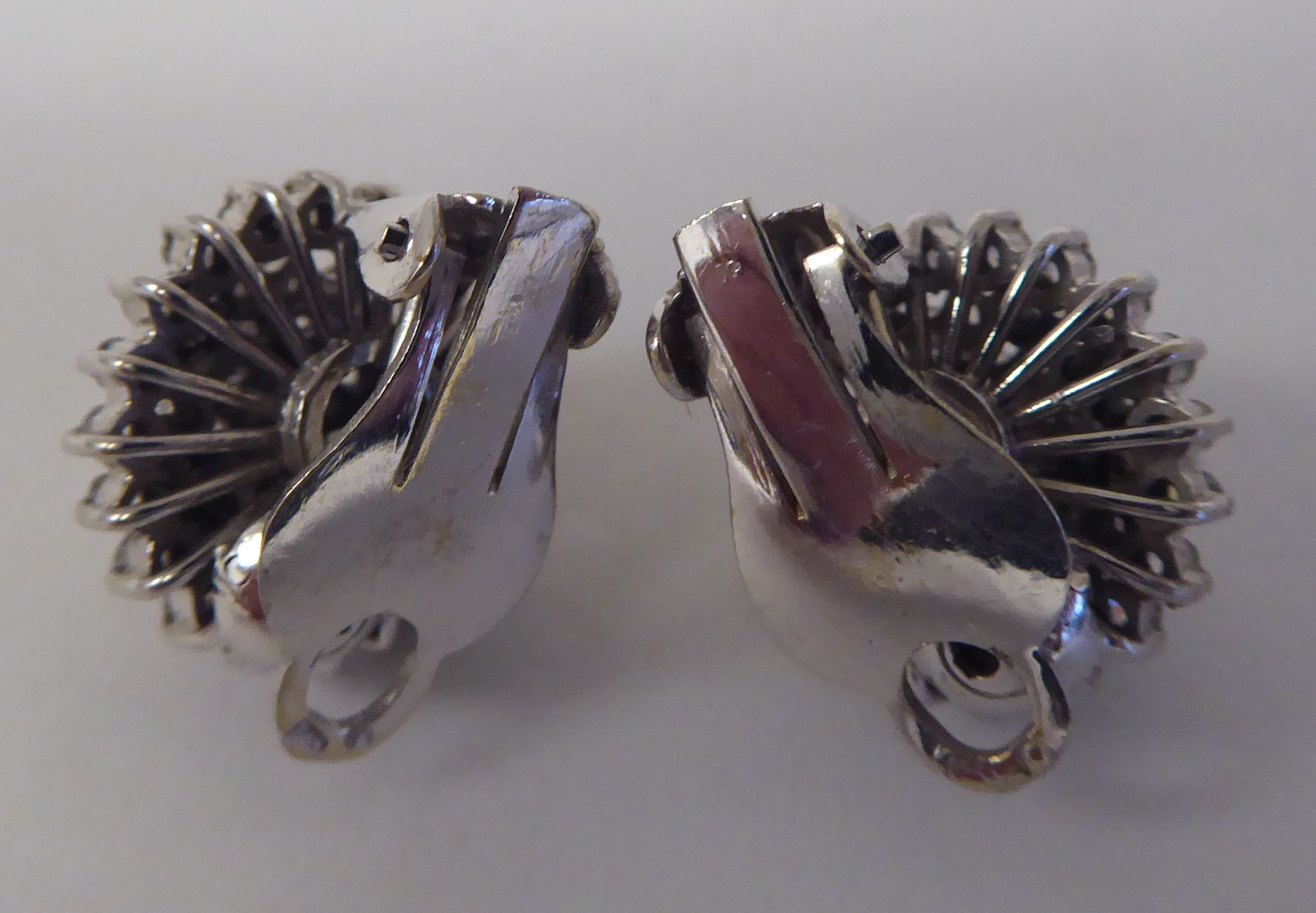 A pair of 14ct white gold, diamond set, cluster earrings - Image 3 of 3