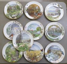 A series of ten Royal Worcester porcelain wall plates, designed by Peter Banett  9.25"dia