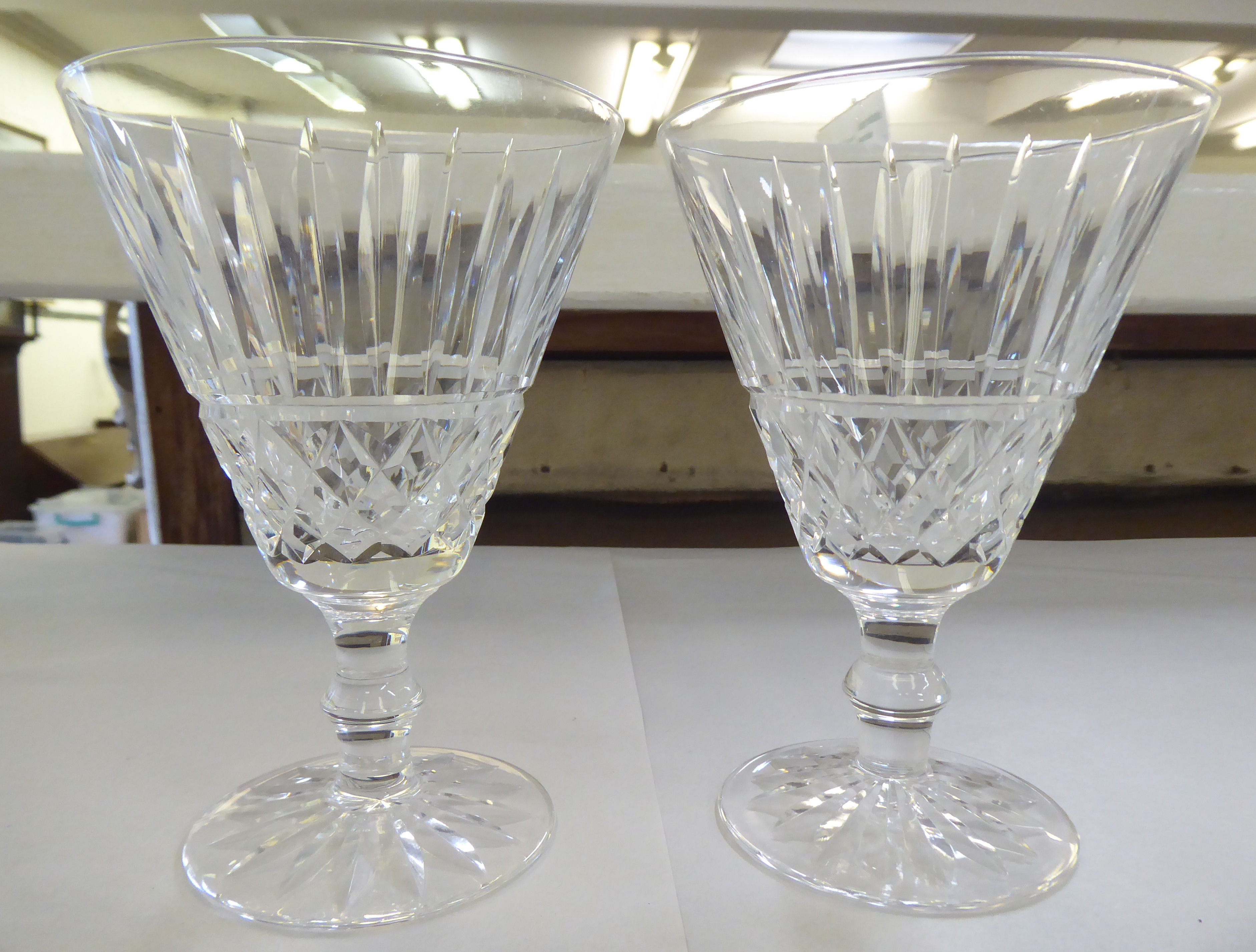 A set of eight Waterford crystal conical pedestal wine glasses  5.5"h - Image 2 of 2