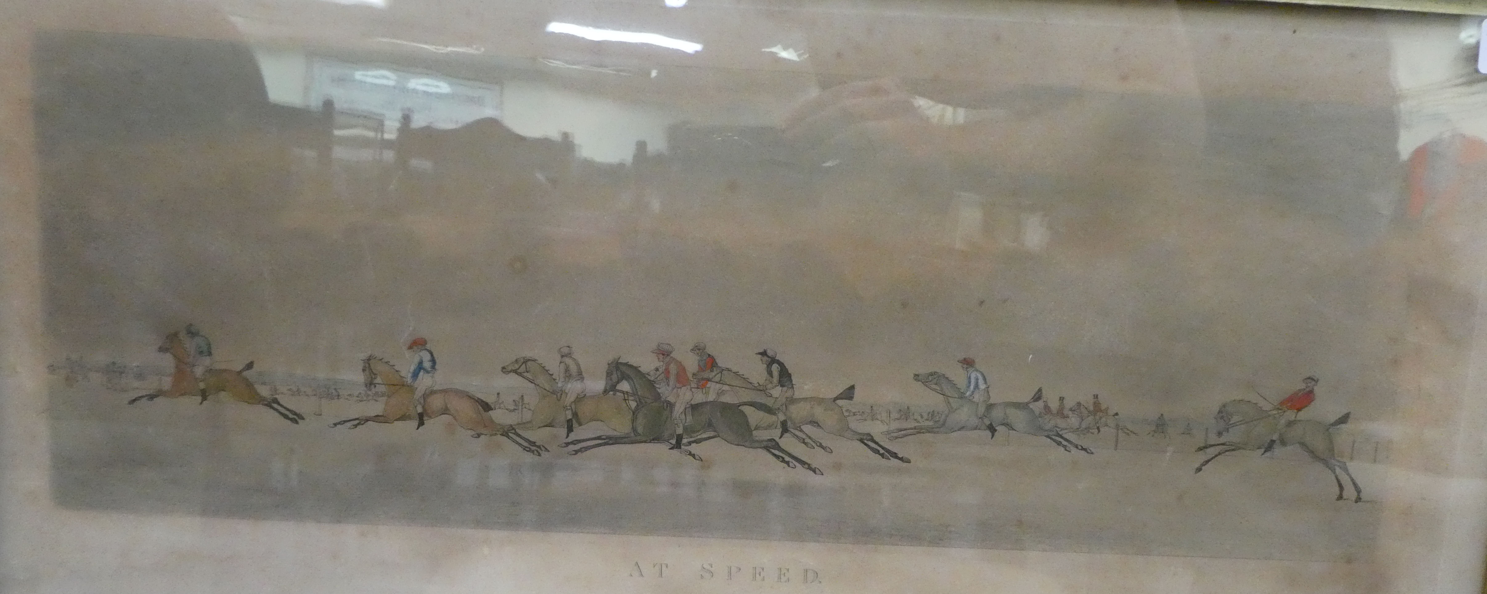 A series of four late 19thC equestrian studies  prints  24" x 11"  framed - Image 3 of 4