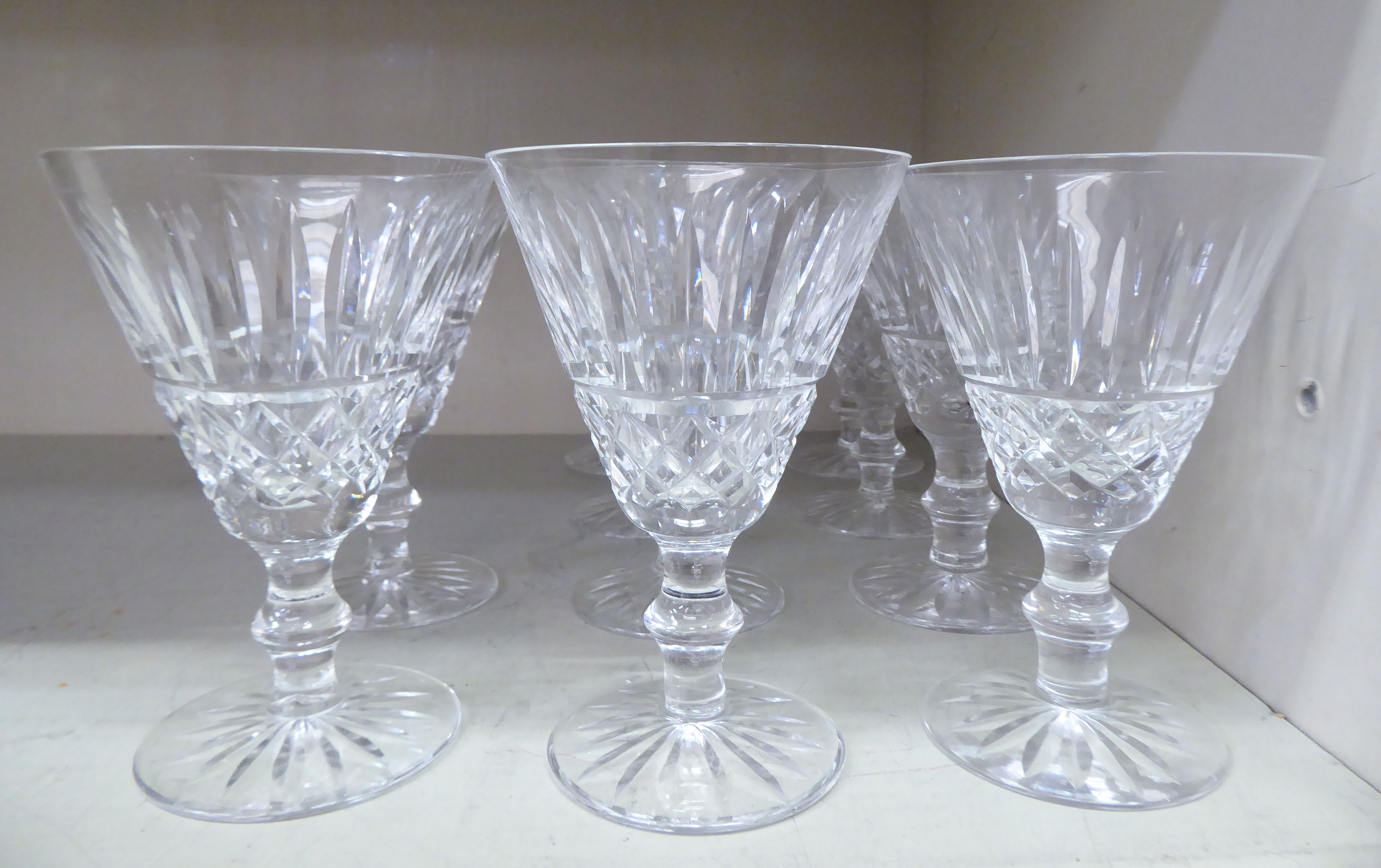 A set of ten Waterford crystal conical pedestal wine glasses  5.5"h - Image 2 of 3