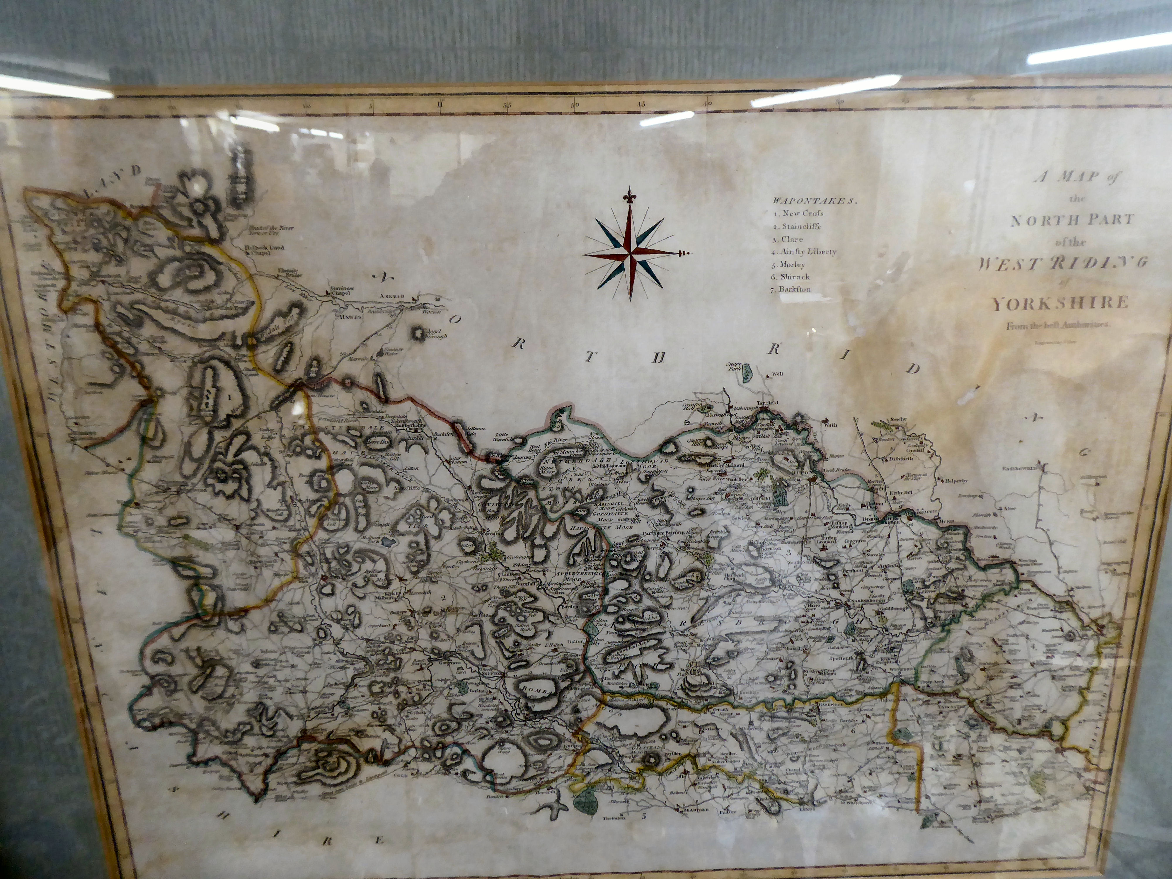 A map, 'The North of the West Riding of Yorkshire'  15" x 21"  framed - Image 3 of 3