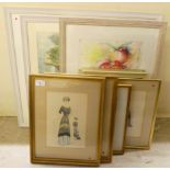 Framed pictures and prints: to include botanical and period costume designs  mixed sizes