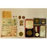 Masonic and other collectables: to include an Honourable Testimonial medal, in a 15ct gold mount