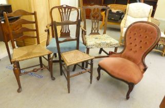 Chairs to include a George III mahogany framed elbow chair with a pierced splat and an upholstered