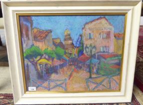 Jean Harvey - a street scene  pastel  bears a signature  15" x 18"  framed