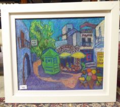 Jean Harvey - a street scene  pastel  bears a signature  15" x 17"  framed