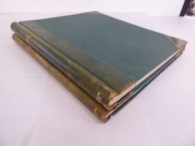 Two early 20thC green hide bound blank page ledgers