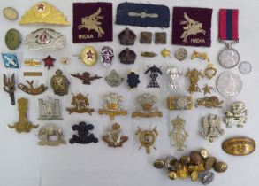 Mainly military badges and other emblems: to include Royal Scots Greys; and 19thC (Alexandra) PWO