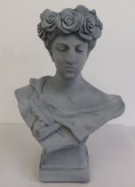 A blue/grey painted composition planter, fashioned as a classical bust  21"h