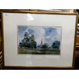 J Fletcher-Watson - 'Salisbury Cathedral'  watercolour  bears a signature & a Chris Beetles