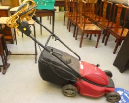 A Mountfield 1500w electrically powered rotary lawn mower and grass box