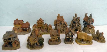 David Winter model cottages: to include 'Woodcutters Cottage'  6"h; and 'Market Street'  4.5"h