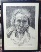 Jean Harvey - a head and shoulders portrait, gentleman  charcoal  bears a signature  17" x 24"