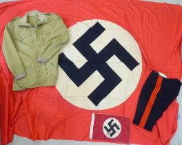 Military related collectibles: to include a khaki coloured zipped blouse  (Please Note: this lot