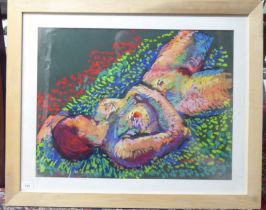 Jean Harvey - a reclining nude  pastel  bears a signature  19" x 24"  framed