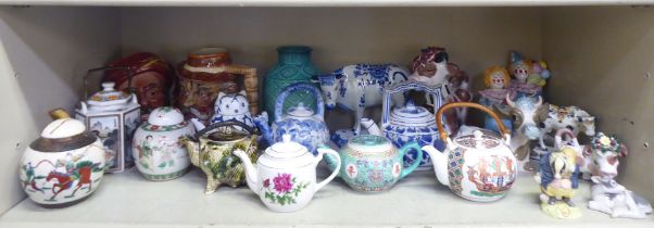 Ornamental ceramics: to include a Beswick china character jug  9"h