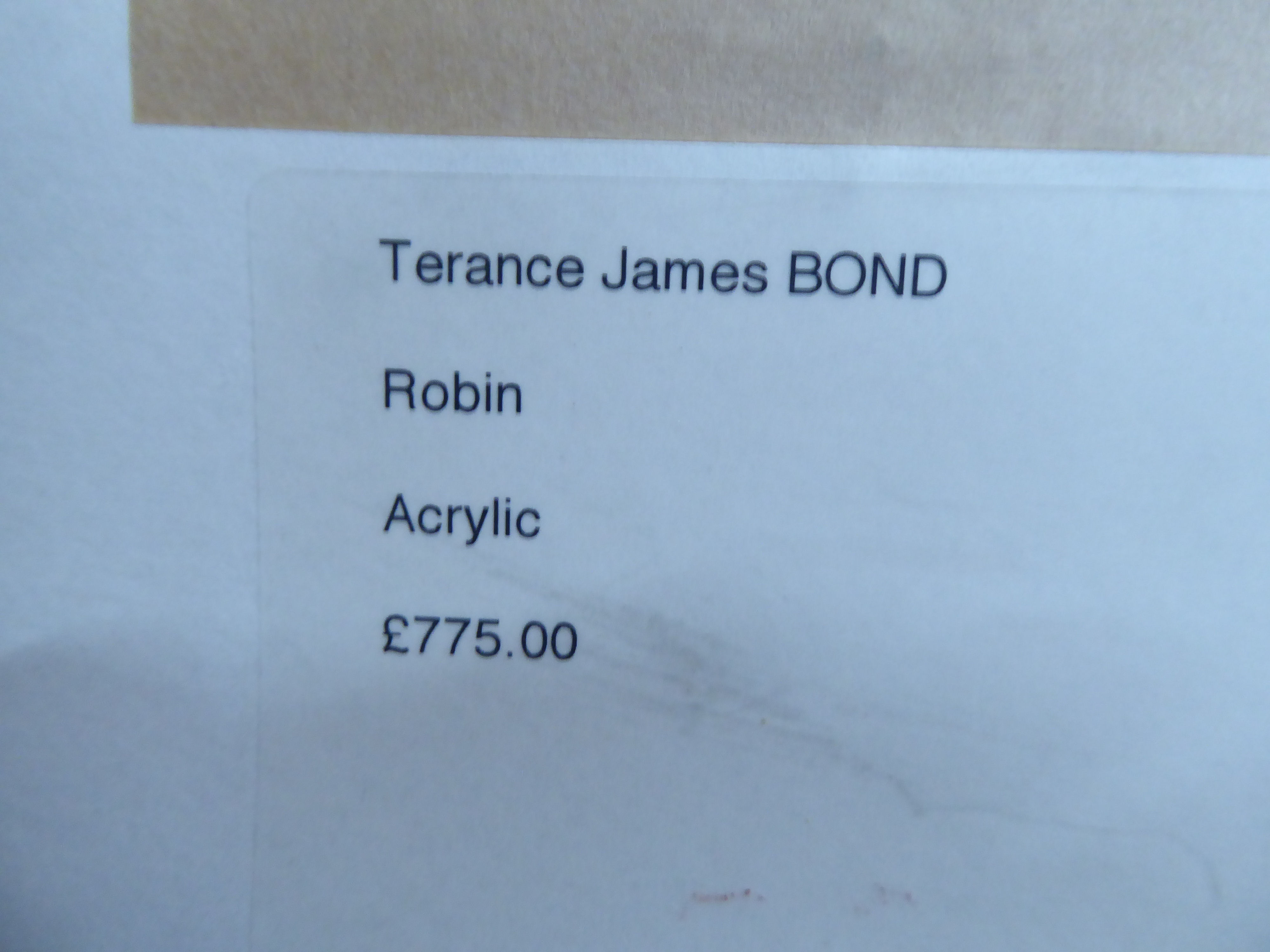 Terrance James Bond - 'Robin'  mixed media  bears a signature  7" x 9"  framed - Image 4 of 4