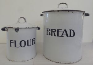 A vintage enamelled flour bin  11"h