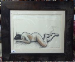 Jean Harvey - 'Sleeping Nude'  charcoal  bears a signature  12" x 16"  framed