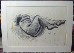 Jean Harvey - a reclining nude  charcoal  bears a signature  21" x 30" in a card mount