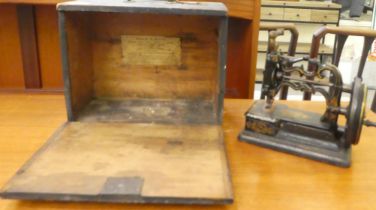A vintage WB Moore manual sewing machine  cased