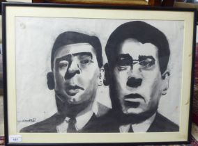 After N Hooker - 'Ronnie & Reggie Kray'  monochrome print  14" x 20"  framed