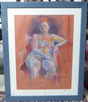 Jean Harvey - a seated nude  pastel  bears a signature  17" x 21"  framed