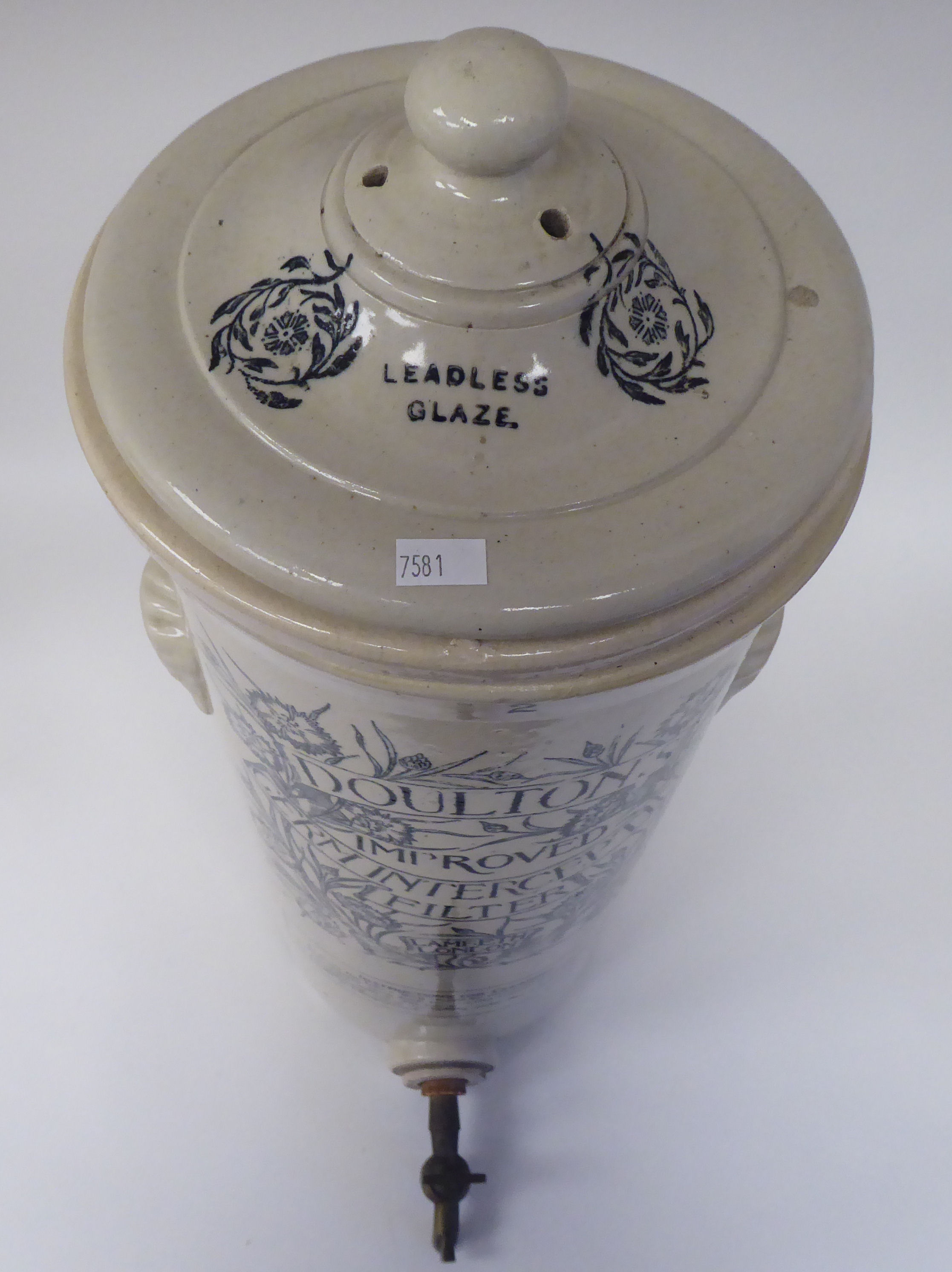 A late 19thC Doulton Lambeth Stoneware Improved Germ Intercepting Filter of cylindrical form with - Image 2 of 4