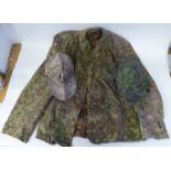 A German military camouflage smock, cap and helmet cover (Please Note: this lot is subject to the