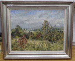 Brian Bennett - a springtime view over The Chilterns escarpment with colourful wild flowers and