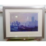 After Rolf Harris - a river scene  Limited Edition print 13/69  13" x 27"  framed