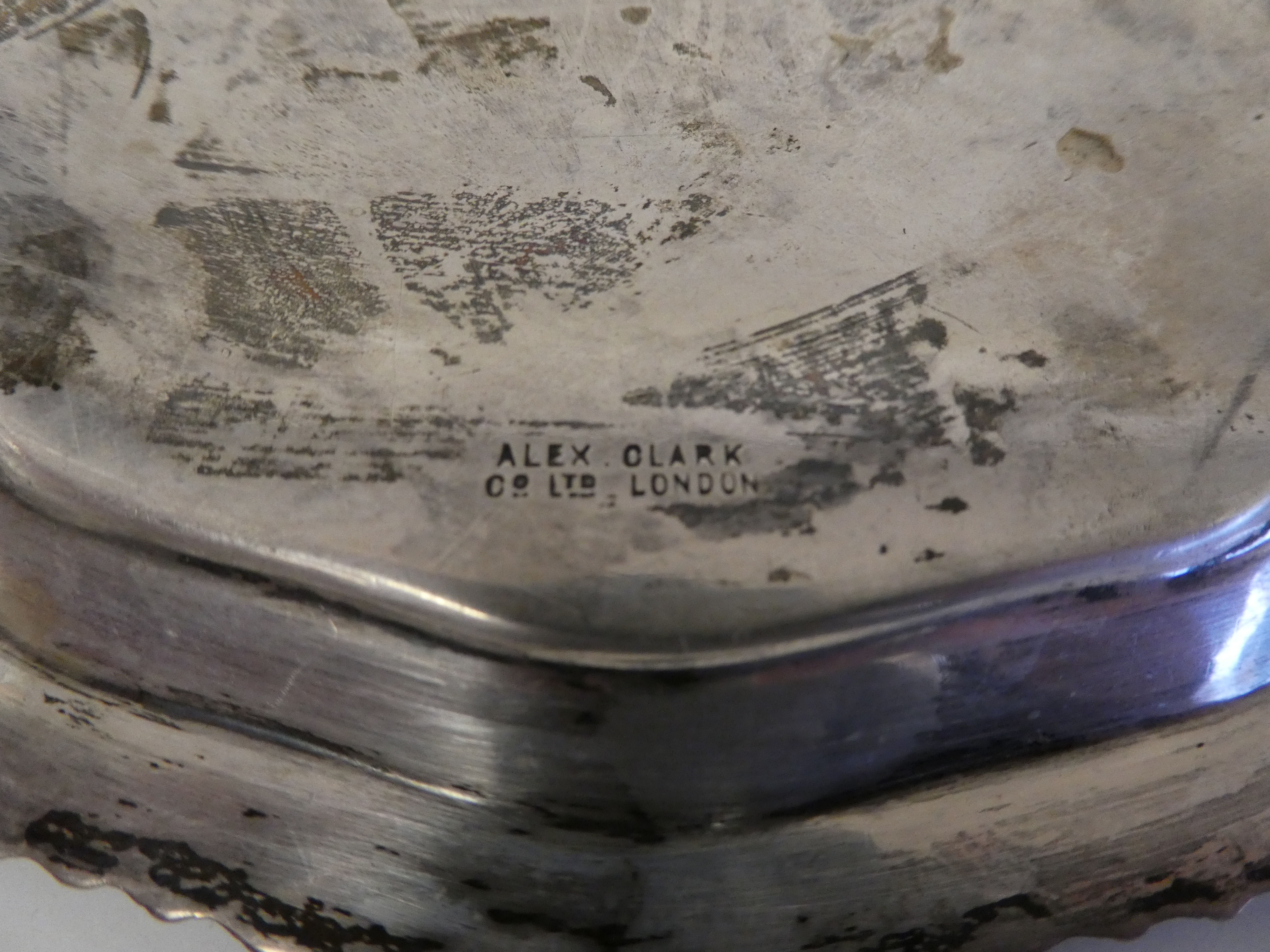 A silver waiter with a raised piecrust border  Alexander Clark & Co  Birmingham 1913  8"dia  ( - Image 6 of 6