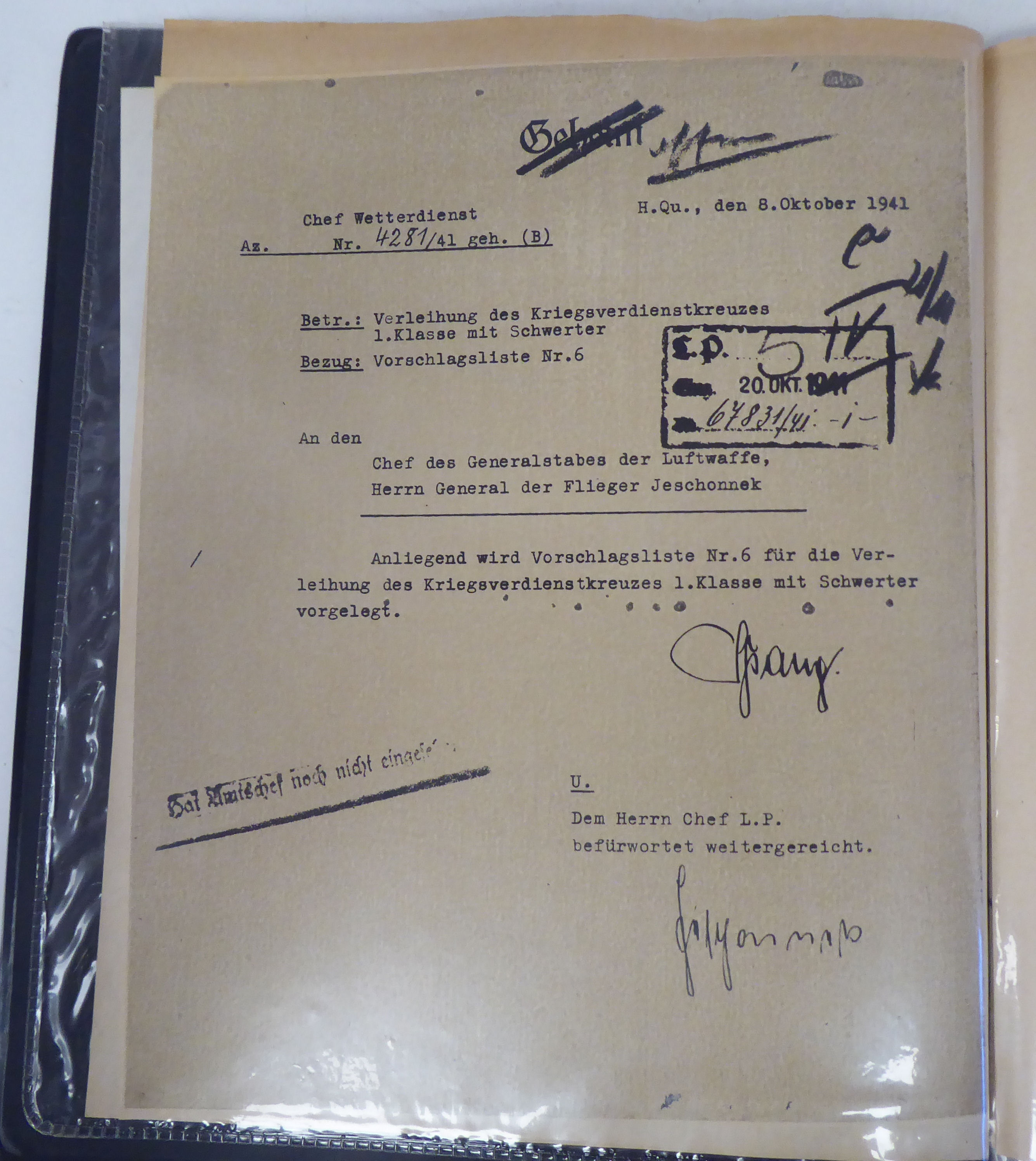 A German World War II era SS flag; and an album of miscellaneous German military orders/documents ( - Image 4 of 9