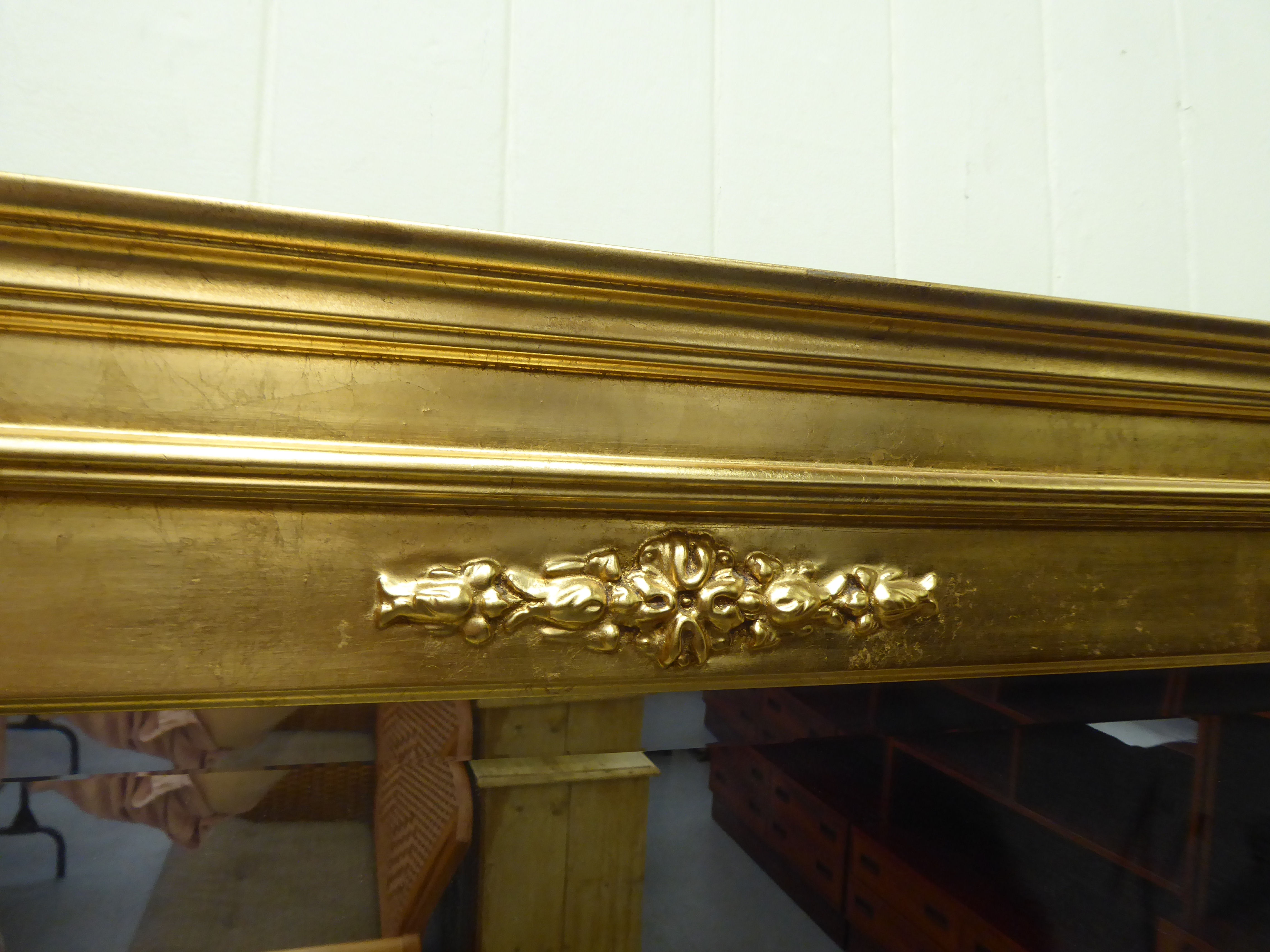 A modern Victorian design overmantel mirror, in a gilded frame  31"h  48"w - Image 3 of 4