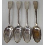 A set of four early Victorian silver fiddle pattern tablespoons  Samuel Hayne & Dudley Cater  London