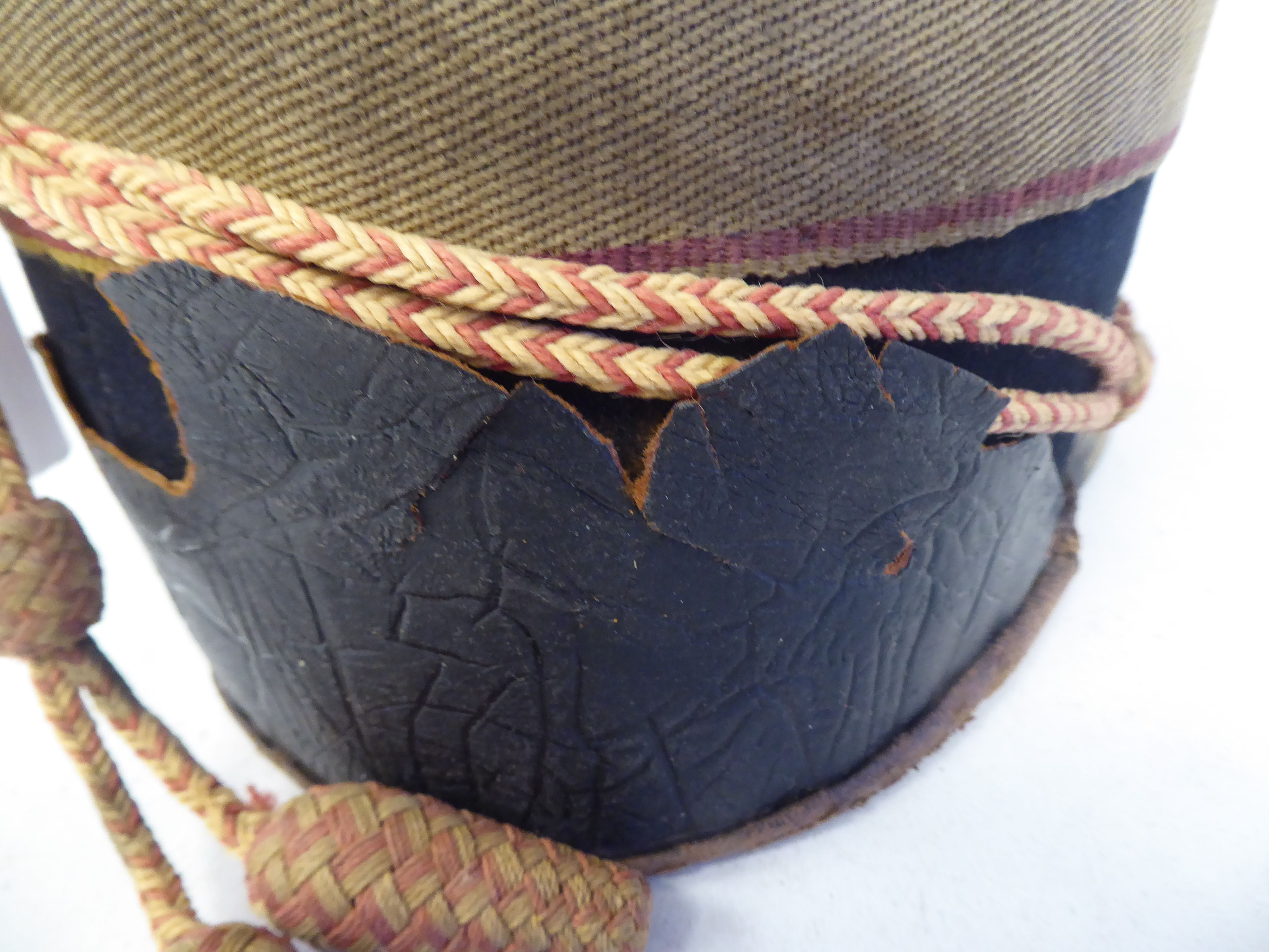 A mid 19thC Gloucestershire Hussars shako with a hide liner (Please Note: this lot is subject to the - Image 5 of 7