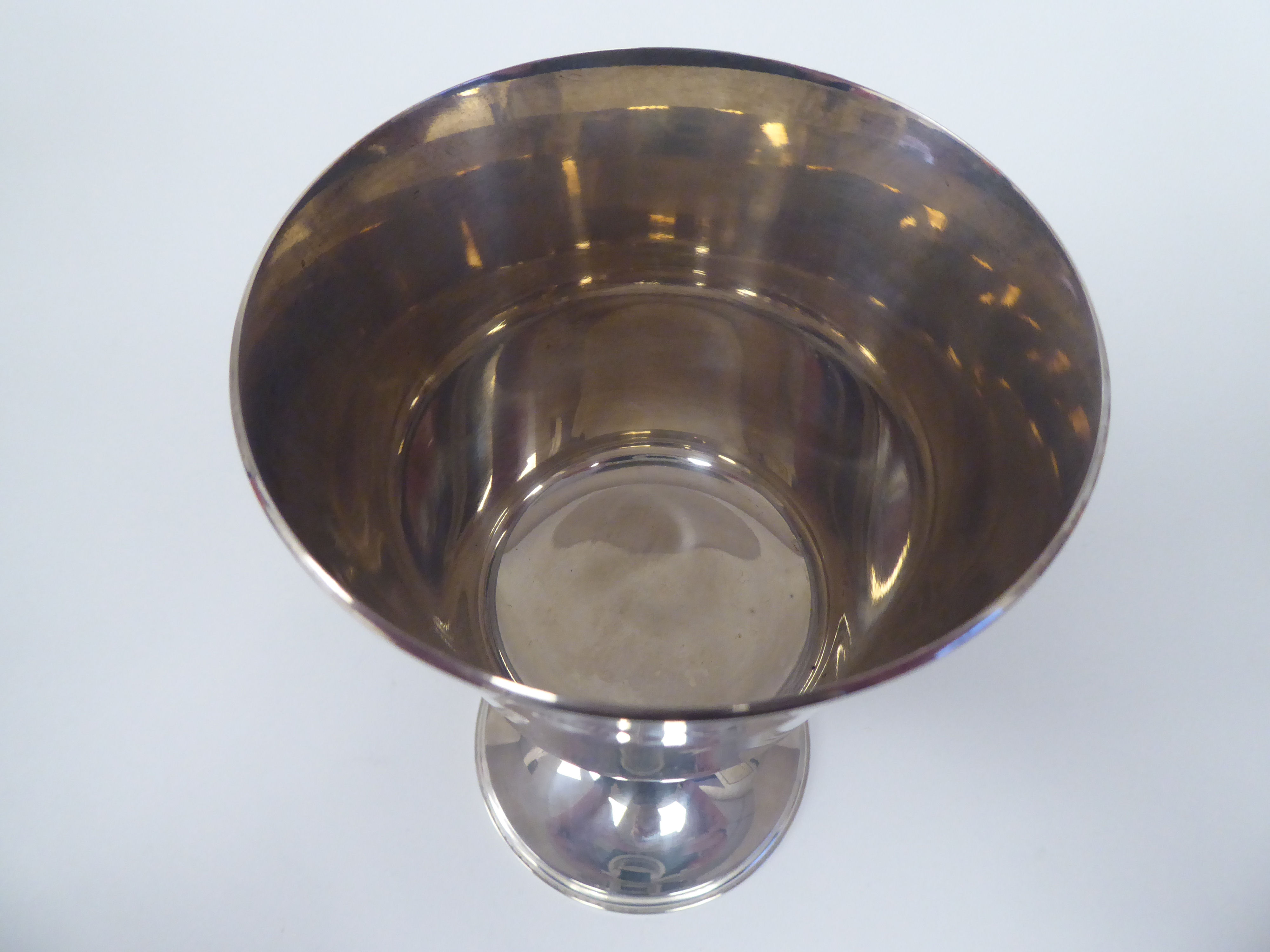 A silver goblet, the bucket shaped bowl over a baluster pedestal and domed foot  Asprey & Co  London - Image 3 of 4
