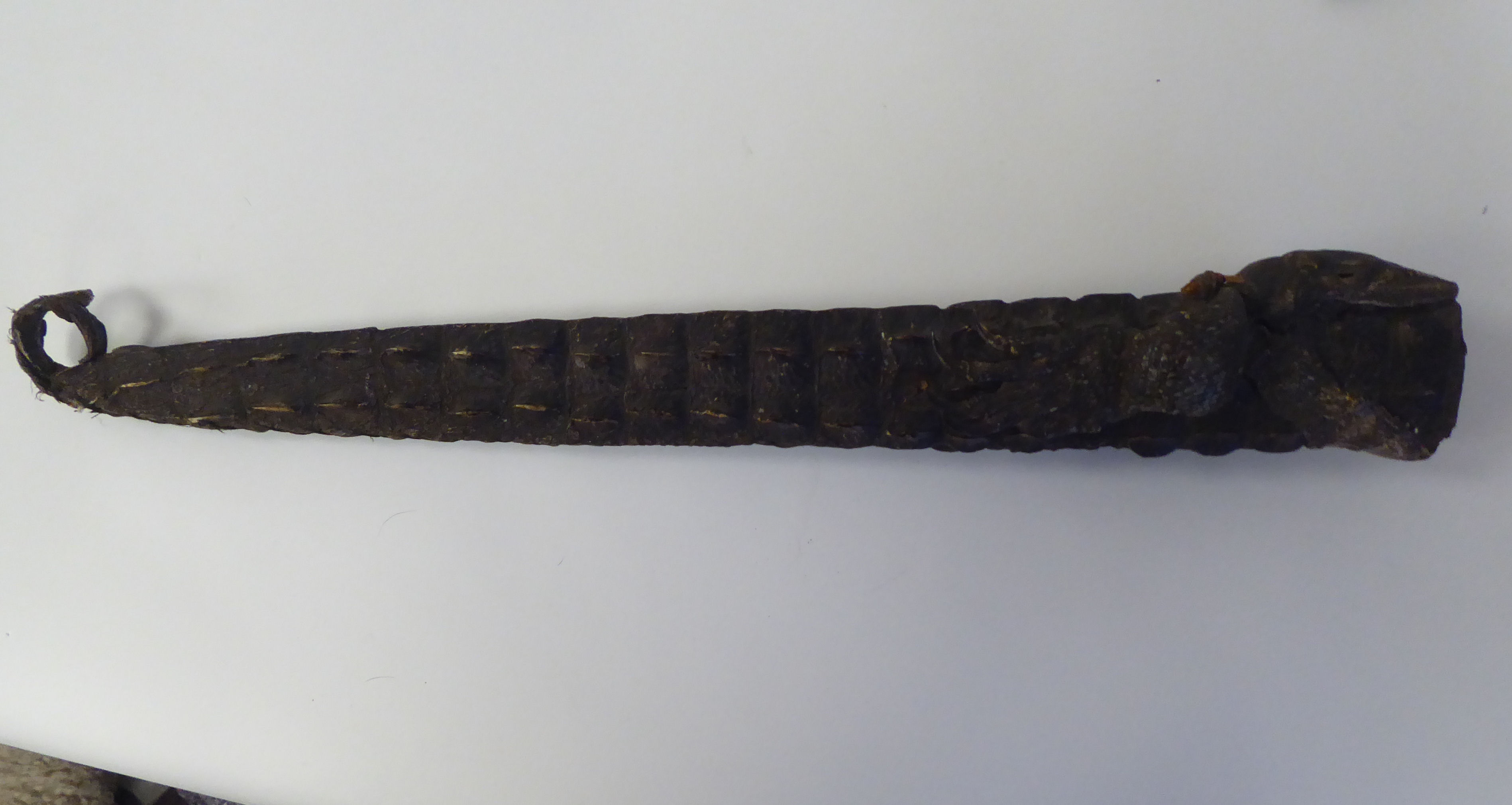 A North African dagger with a carved and black painted handgrip, the blade with engraved ornament - Image 7 of 7