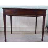 A late 19thC mahogany side table, the shallow frieze drawer with cockbeading and gilded drop