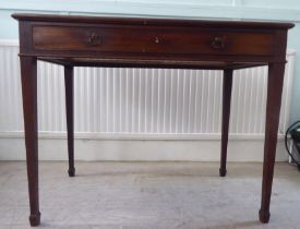 A late 19thC mahogany side table, the shallow frieze drawer with cockbeading and gilded drop