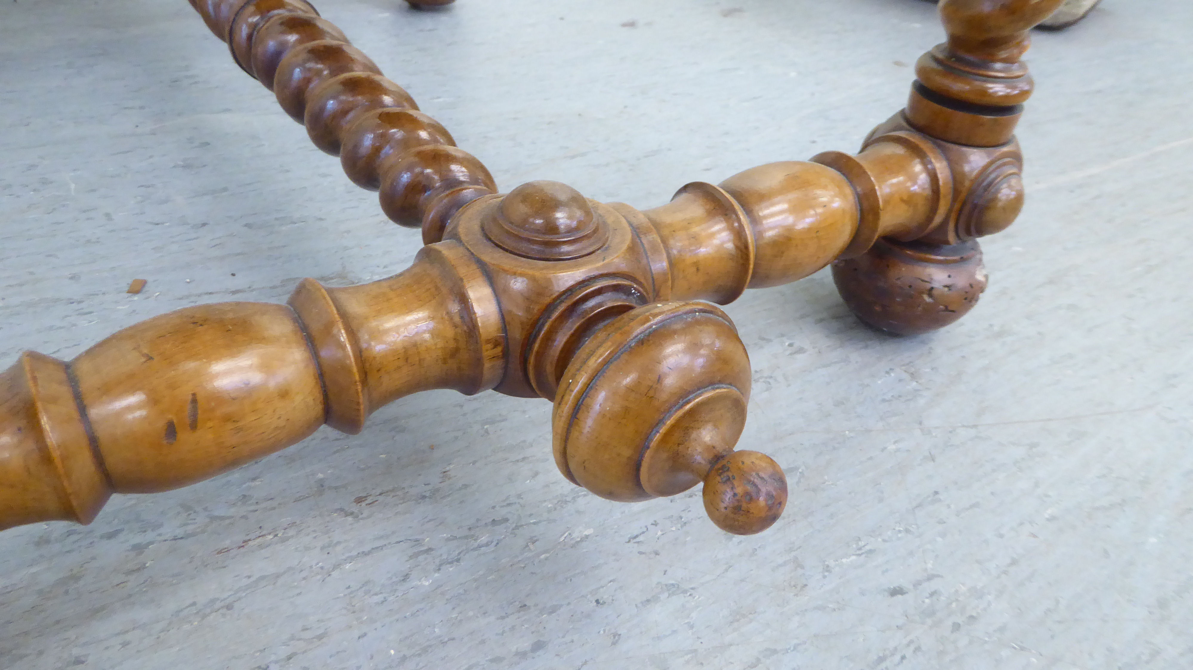 A late 19thC Continental figured walnut and floral marquetry games table with a serpentine - Image 8 of 12