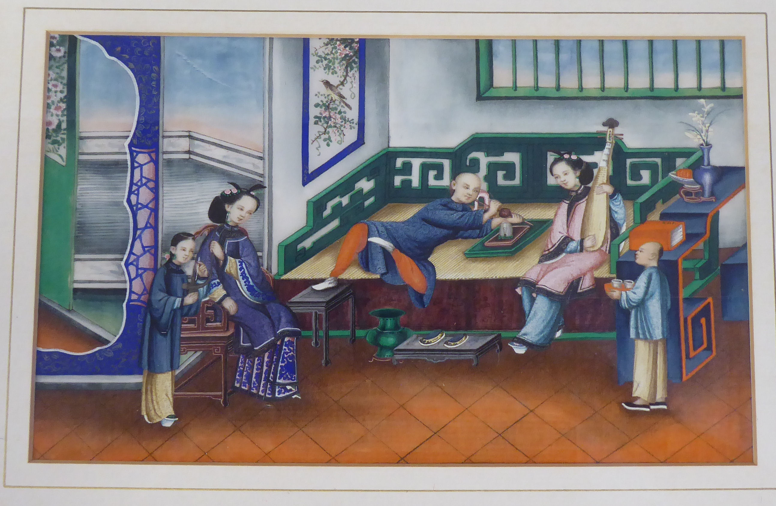 A series of late 19thC Chinese figure studies, featuring interior scenes and processional events - Image 7 of 7