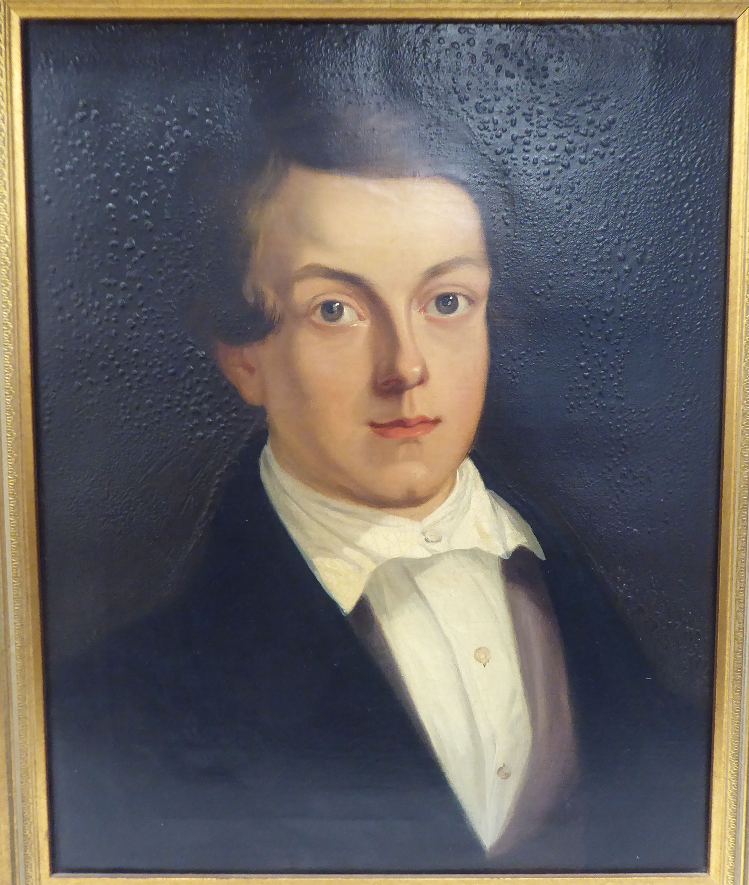 Early/mid 19thC British School - a head and shoulders portrait, a young man wearing a topcoat  oil - Bild 2 aus 7