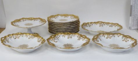 A late 19th/early 20thC Haviland porcelain dessert service, made by HG Stephenson, decorated with